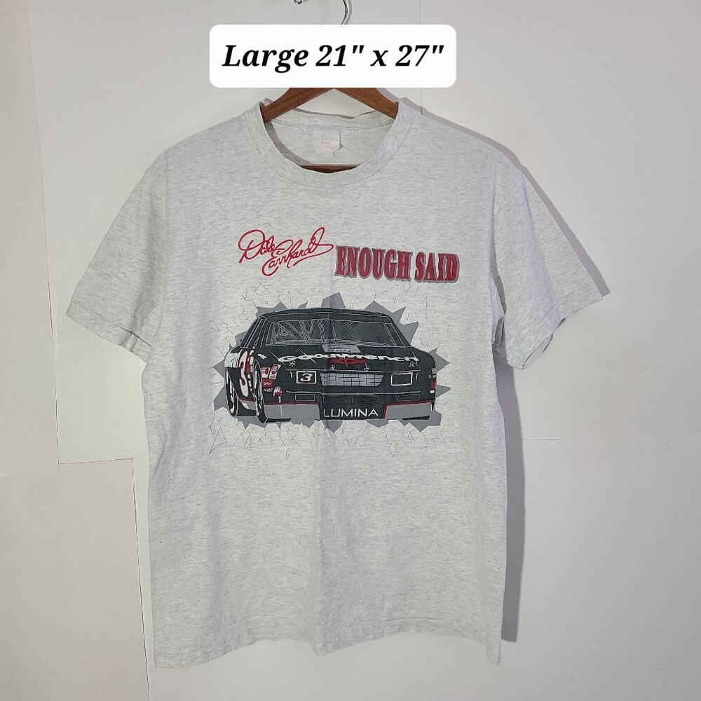 Vintage 80s/90’s Dale Earnhardt "Enough Said" Gray Large T-Shirt Made in USA